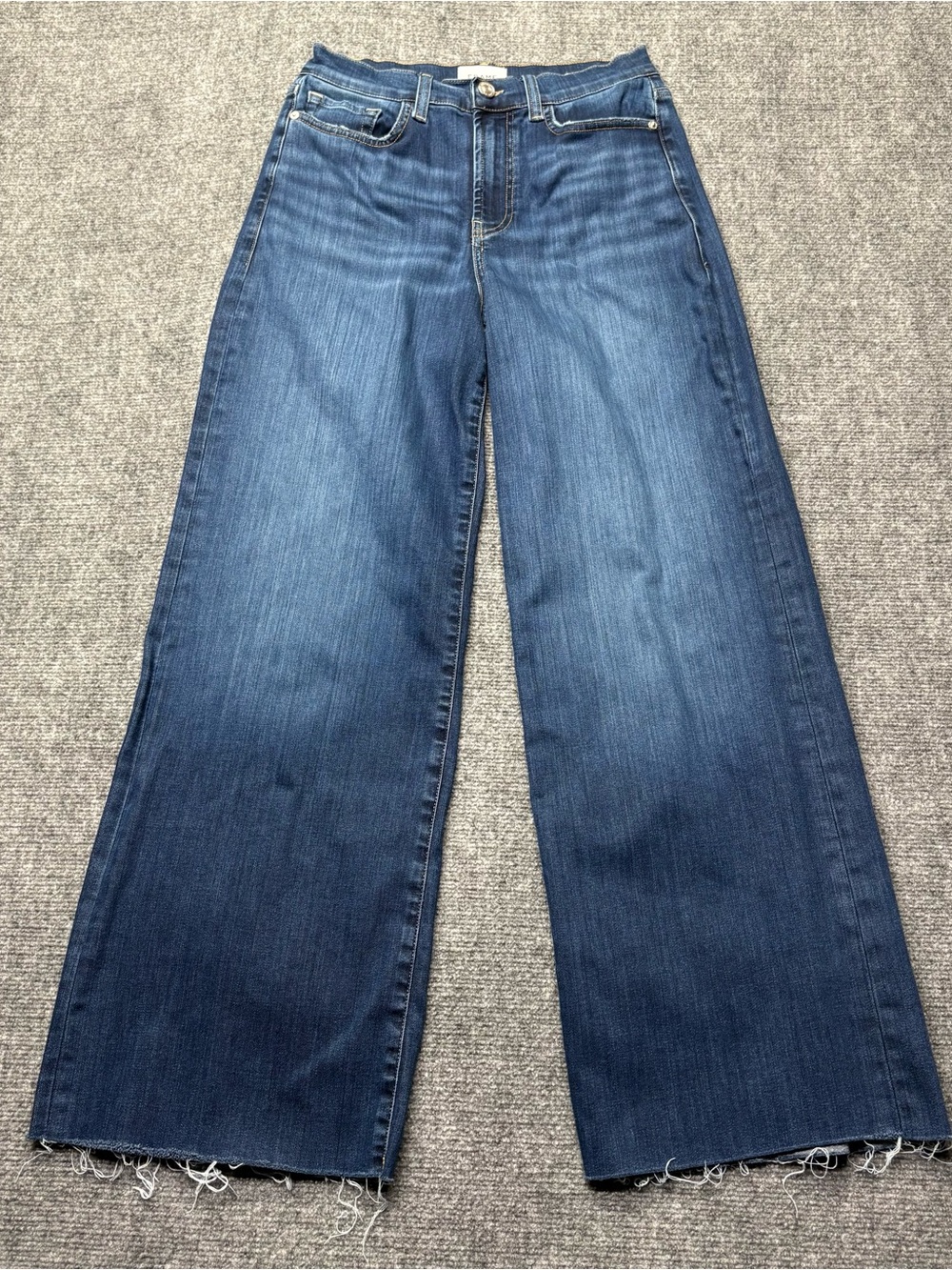 FRAME Jeans Womens 28 Blue Le Slim Palazzo in Lupine Wide Leg Raw Hem